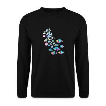 fische, Fisch,fischschwarm,luftblasen, Unterwasser - Unisex Pullover - Schwarz - Vorne - Alina (178cm) & Michal (187cm)