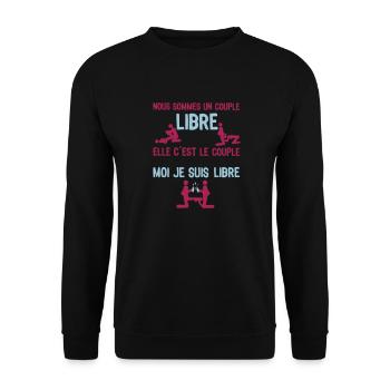 couple libre sexe libertin elle pipe baise humour - Sweat-shirt Unisexe - noir - Devant - Alina (178cm) & Michal (187cm)