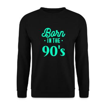 90's 90er Jahre 1990-2000 Geboren Geburtstag - Unisex Pullover - Schwarz - Vorne - Alina (178cm) & Michal (187cm)