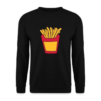 pommes frites fast food lecker essen hunger snack - Unisex Pullover - Schwarz - Vorne - Alina (178cm) & Michal (187cm)