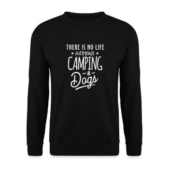 There is no life without Camping & Dogs - Unisex Pullover - Schwarz - Vorne - Alina (178cm) & Michal (187cm)