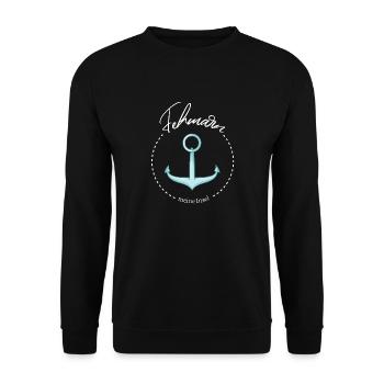 Fehmarn meine Insel cooler Spruch mit Anker Meer - Unisex Pullover - Schwarz - Vorne - Alina (178cm) & Michal (187cm)
