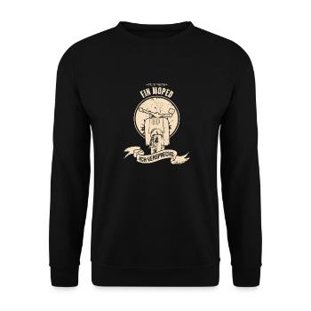 Schwalbe Simson Suhl Ostalgie Moped - Unisex Pullover - Schwarz - Vorne - Alina (178cm) & Michal (187cm)