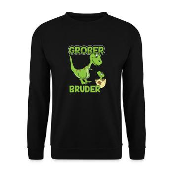 Dino Großer Bruder By the Manzanitas - Unisex Pullover - Schwarz - Vorne - Alina (178cm) & Michal (187cm)