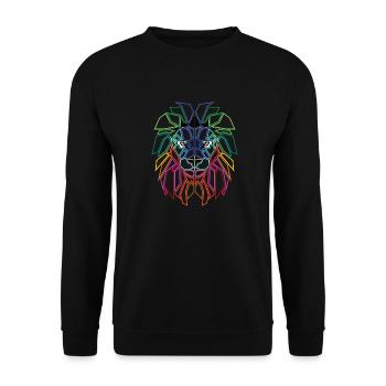 Lion Lion's Head Polygon - Unisex Sweatshirt - black - Front - Alina (178cm) & Michal (187cm)