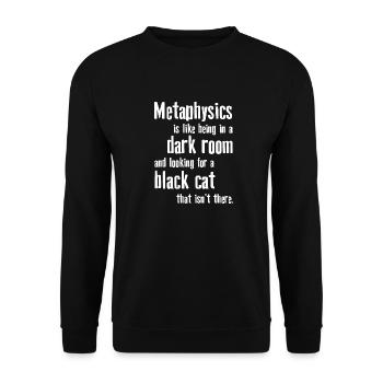 Metaphysik Phrasen Philosophie - Unisex Pullover - Schwarz - Vorne - Alina (178cm) & Michal (187cm)