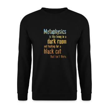 Metaphysik Phrasen Philosophie - Unisex Pullover - Schwarz - Vorne - Alina (178cm) & Michal (187cm)