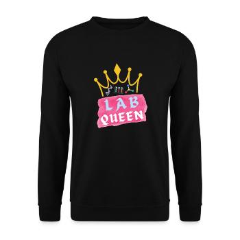 LAB QUEEN - #LABLIFE - LABORATORY QUEEN - Unisex Pullover - Schwarz - Vorne - Alina (178cm) & Michal (187cm)