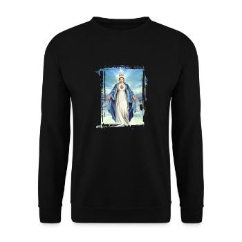 Holly Mary Maria Madonna Mariana Jungfrau Maria - Unisex Pullover - Schwarz - Vorne - Alina (178cm) & Michal (187cm)