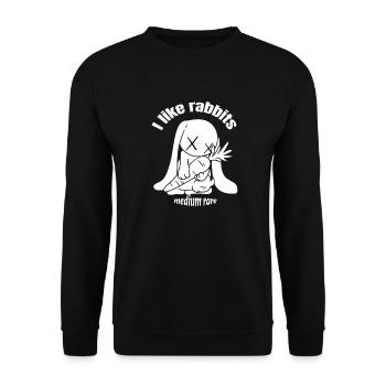Ich mag Hasen...medium rare - Unisex Pullover - Schwarz - Vorne - Alina (178cm) & Michal (187cm)