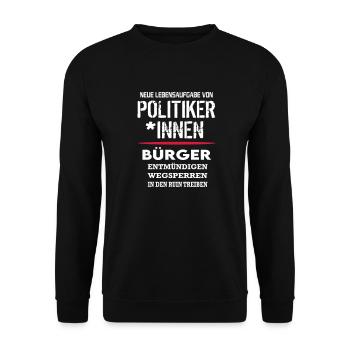 Politik Bundesbürger Ruin SPD CDU Scheisse - Unisex Pullover - Schwarz - Vorne - Alina (178cm) & Michal (187cm)
