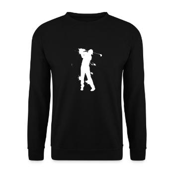 Golfer Golfen Abschlag - Unisex Pullover - Schwarz - Vorne - Alina (178cm) & Michal (187cm)