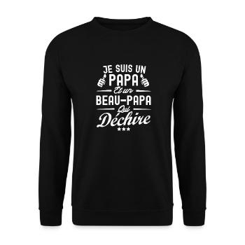 je suis un Papa et un Beau-Papa qui déchire - Sweat-shirt Unisexe - noir - Devant - Alina (178cm) & Michal (187cm)