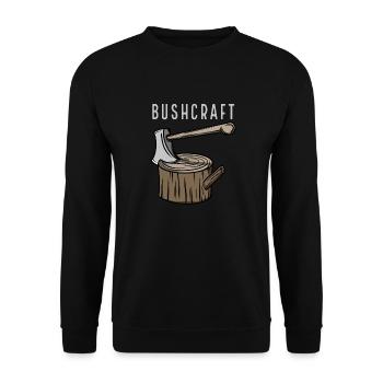 Bushcraft - Axe with wooden trunk - Unisex Sweatshirt - black - Front - Alina (178cm) & Michal (187cm)