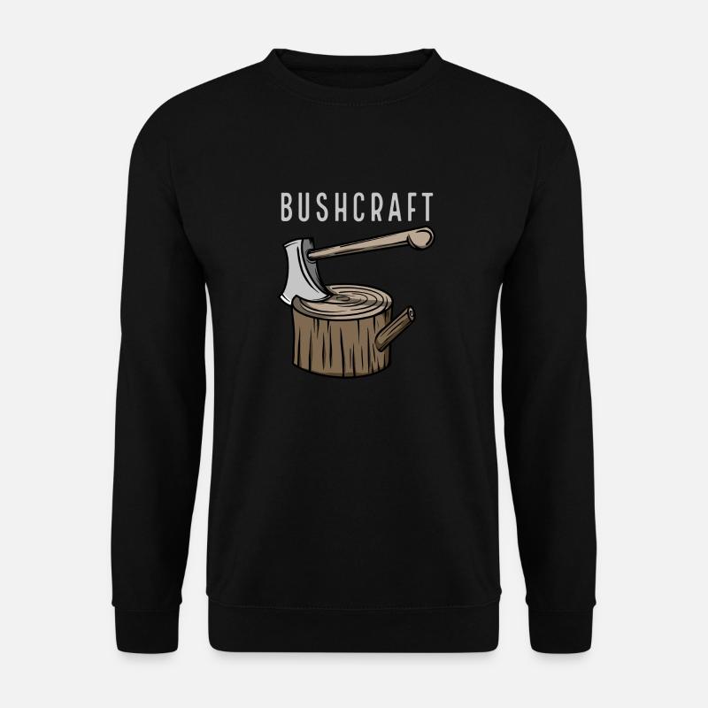 Bushcraft - Axt mit Holzstamm - Unisex Pullover - Schwarz