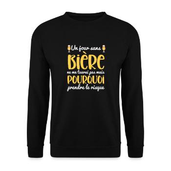 Un jour sans bière cadeau beauf humour bière - Sweat-shirt Unisexe - noir - Devant - Alina (178cm) & Michal (187cm)