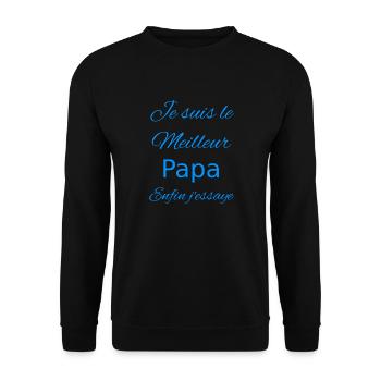 Je suis le meilleur papa Enfin j'essaye - Sweat-shirt Unisexe - noir - Devant - Alina (178cm) & Michal (187cm)