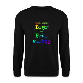 Endlich wieder Bier und Brü.. Würste | Party - Unisex Pullover - Schwarz - Vorne - Alina (178cm) & Michal (187cm)