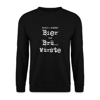 Endlich wieder Bier und Brü.. Würste | Party - Unisex Pullover - Schwarz - Vorne - Alina (178cm) & Michal (187cm)
