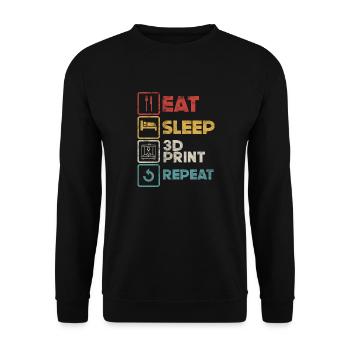 Eat Sleep Repeat – Funny Additive Manufacturing 3D - Unisex Pullover - Schwarz - Vorne - Alina (178cm) & Michal (187cm)