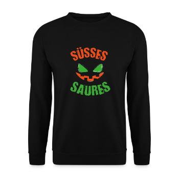 halloween süsses saures trick or treat kürbis - Unisex Pullover - Schwarz - Vorne - Alina (178cm) & Michal (187cm)