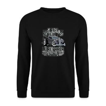 T-shirt Papa bricoleur - Sweat-shirt Unisexe - noir - Devant - Alina (178cm) & Michal (187cm)