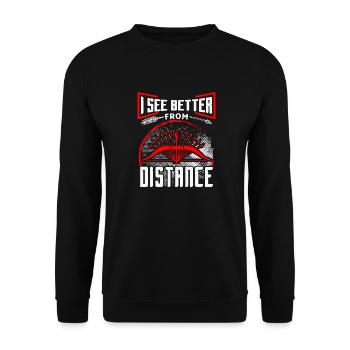 Bogenschütze aus Distanz das Ziel treffen - Unisex Pullover - Schwarz - Vorne - Alina (178cm) & Michal (187cm)