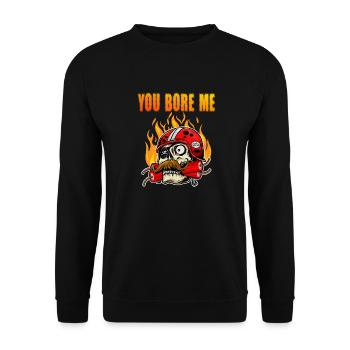 You Bore Me Skull Motorcycle Biker Fun T Shirt - Unisex Pullover - Schwarz - Vorne - Alina (178cm) & Michal (187cm)