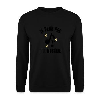 JE PEUX PAS J'AI MUSIQUE - Sweat-shirt Unisexe - noir - Devant - Alina (178cm) & Michal (187cm)