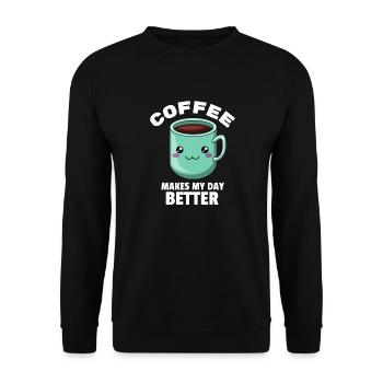 funny "Coffee makes my day better" coffee design - Unisex Sweatshirt - black - Front - Alina (178cm) & Michal (187cm)