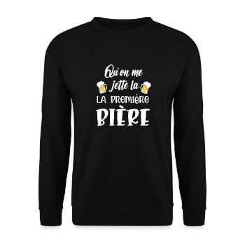 qu'on me jette la première bière - Sweat-shirt Unisexe - noir - Devant - Alina (178cm) & Michal (187cm)