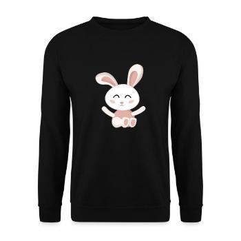 Rabbit White cute pink - Unisex Sweatshirt - black - Front - Alina (178cm) & Michal (187cm)