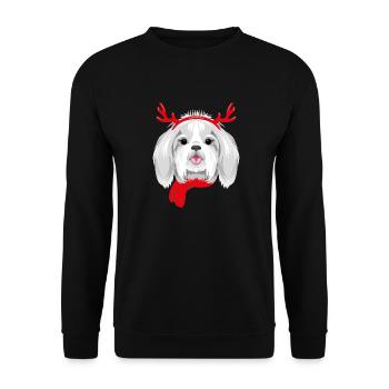 Pretty Shih Tzu wearing Christmas horns - Unisex Sweatshirt - black - Front - Alina (178cm) & Michal (187cm)