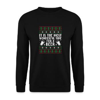 Christmas Beer Beer Christmas Funny Beer Glass - Unisex Sweatshirt - black - Front - Alina (178cm) & Michal (187cm)
