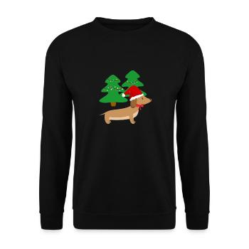 Funny Cute Christmas Dachshund Christmas Gesch - Unisex Sweatshirt - black - Front - Alina (178cm) & Michal (187cm)