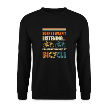 An Fahrräder denken Lustiges Radfahren - Unisex Pullover - Schwarz - Vorne - Alina (178cm) & Michal (187cm)