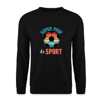 super prof de sport - Sweat-shirt Unisexe - noir - Devant - Alina (178cm) & Michal (187cm)