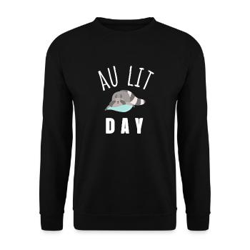 au lit day - Sweat-shirt Unisexe - noir - Devant - Alina (178cm) & Michal (187cm)