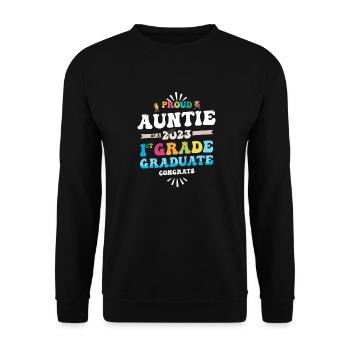 Proud Auntie of a 1st Grade Class of 2023 - Unisex Sweatshirt - black - Front - Alina (178cm) & Michal (187cm)