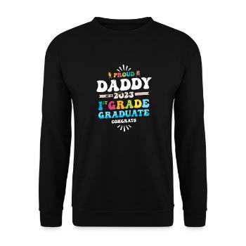 Fier papa d’une classe de 1ère année de 2023 - Sweat-shirt Unisexe - noir - Devant - Alina (178cm) & Michal (187cm)
