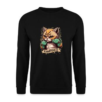 Die Kampfkatze in Action - Unisex Pullover - Schwarz - Vorne - Alina (178cm) & Michal (187cm)