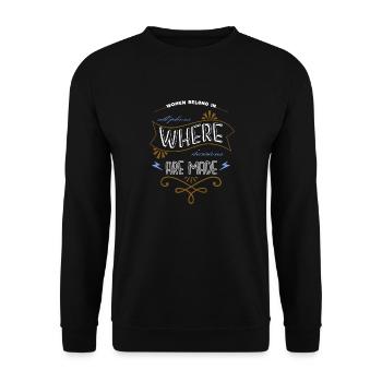 feminism love blackpower joke statement - Unisex Pullover - Schwarz - Vorne - Alina (178cm) & Michal (187cm)