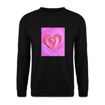Rosa Herz der Liebe - Unisex Pullover - Schwarz - Vorne - Alina (178cm) & Michal (187cm)
