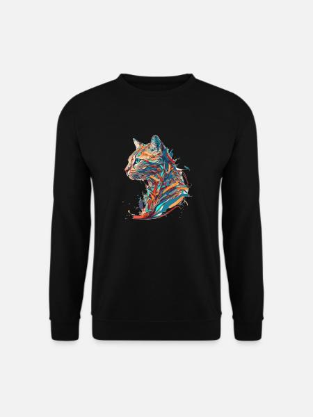 Farbenfrohe Vector Katze für Katzenfreunde - Unisex Pullover - Schwarz