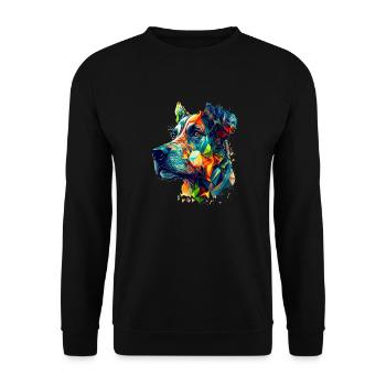 Great Dane as artwork colorful and colorful - Unisex Sweatshirt - black - Front - Alina (178cm) & Michal (187cm)