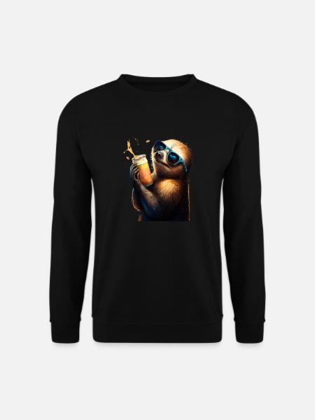 Coolest beer drinker: a sloth - Unisex Sweatshirt - black