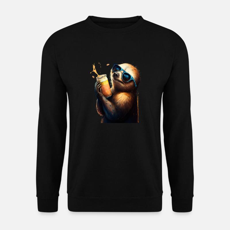 Coolest beer drinker: a sloth - Unisex Sweatshirt - black