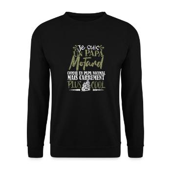 Je suis un Papa Motard Humour Moto Drole Motoriste - Sweat-shirt Unisexe - noir - Devant - Alina (178cm) & Michal (187cm)