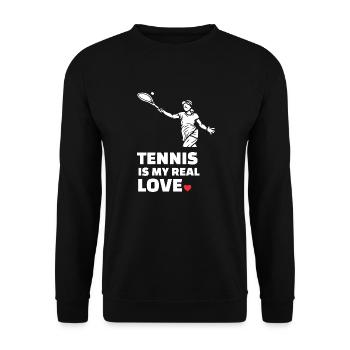 I love tennis - Unisex Sweatshirt - black - Front - Alina (178cm) & Michal (187cm)