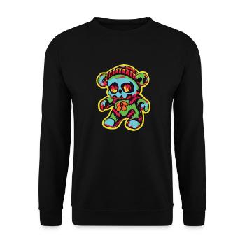 Horror Gruseliger Bär Halloween Schreck Bär - Unisex Pullover - Schwarz - Vorne - Alina (178cm) & Michal (187cm)